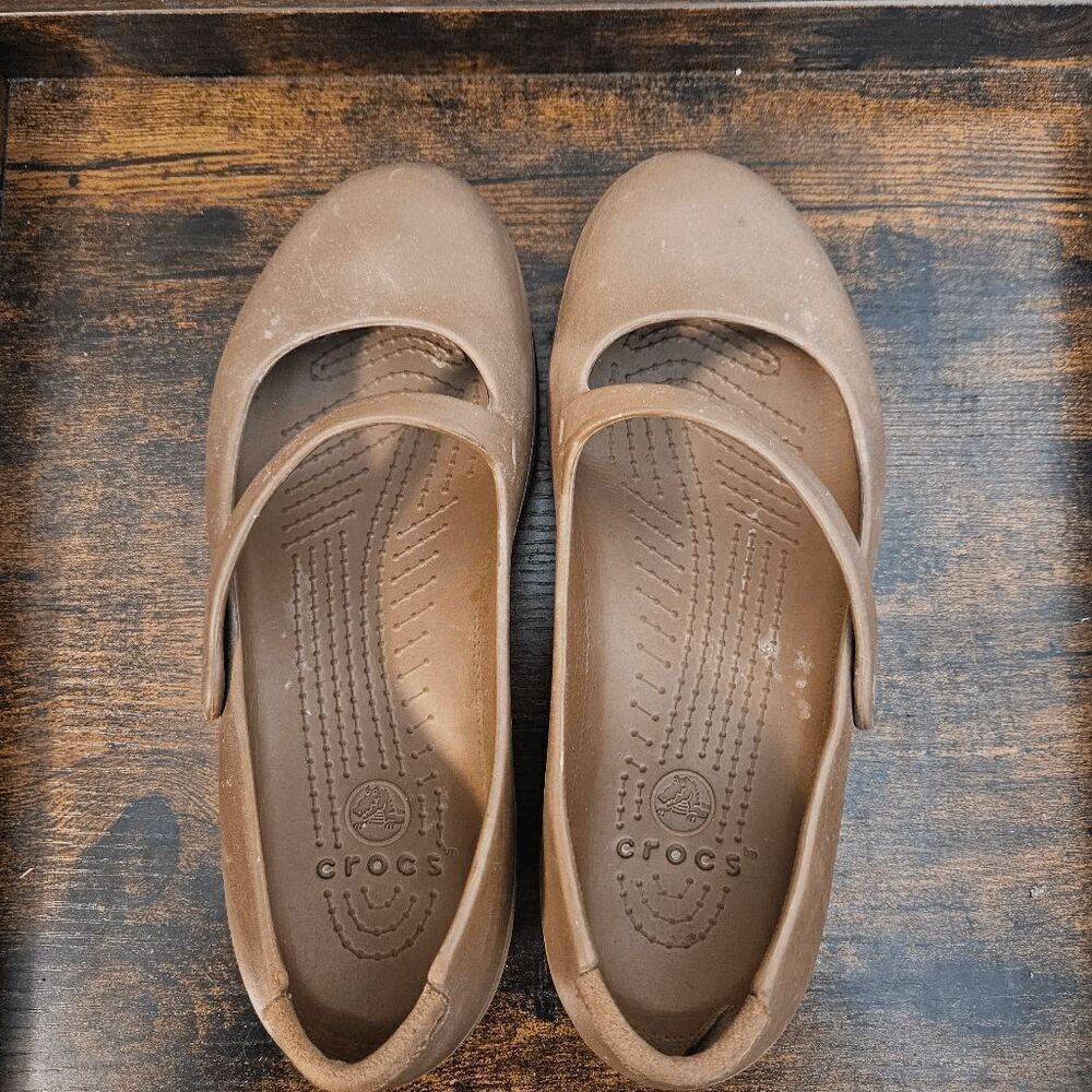 Crocs Croslite Comfort Clogs Maryjane Slip-on Shoes Women's Brown Size 8 - Picture 2 of 6